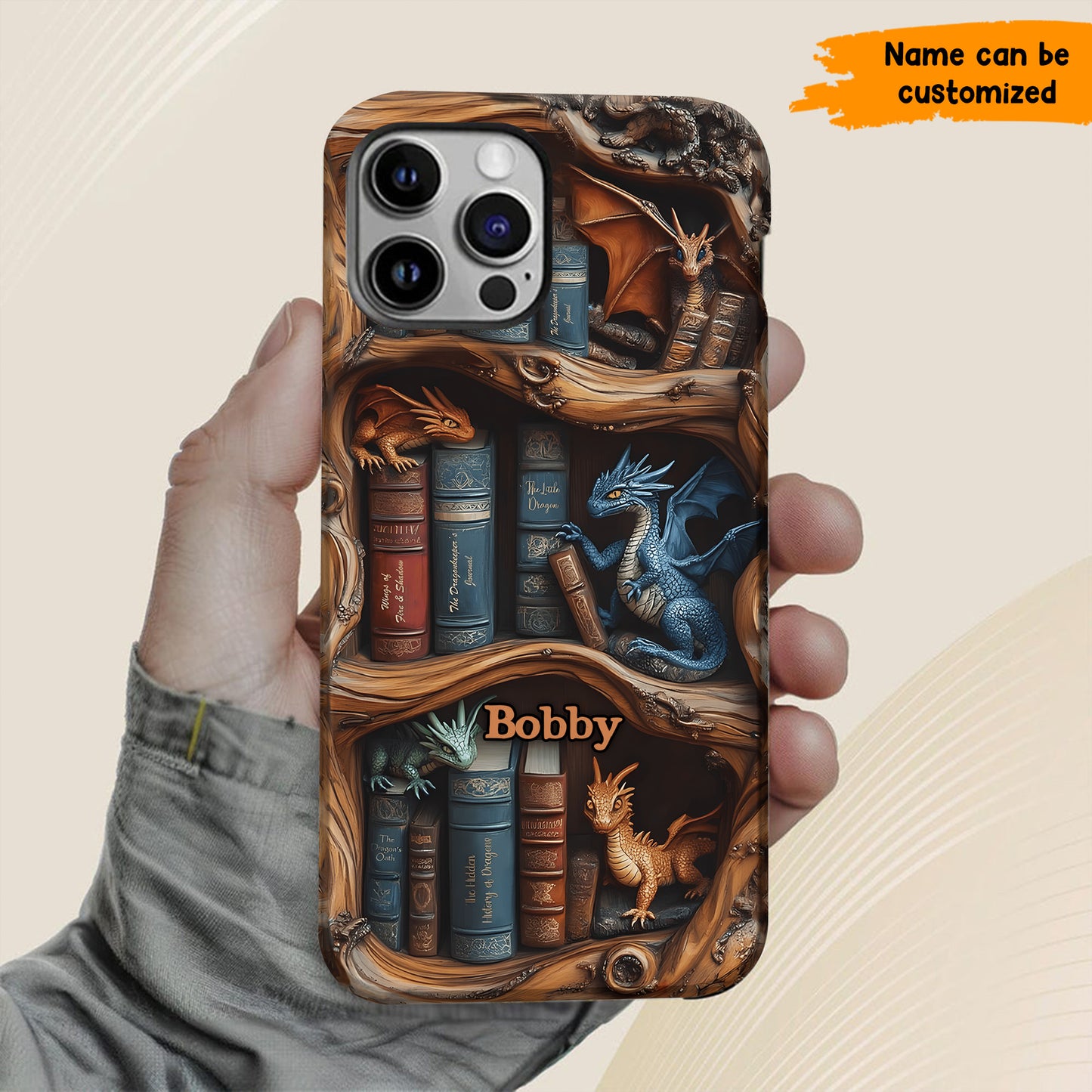 Personalized Dragon & Bookshelf Phone Case