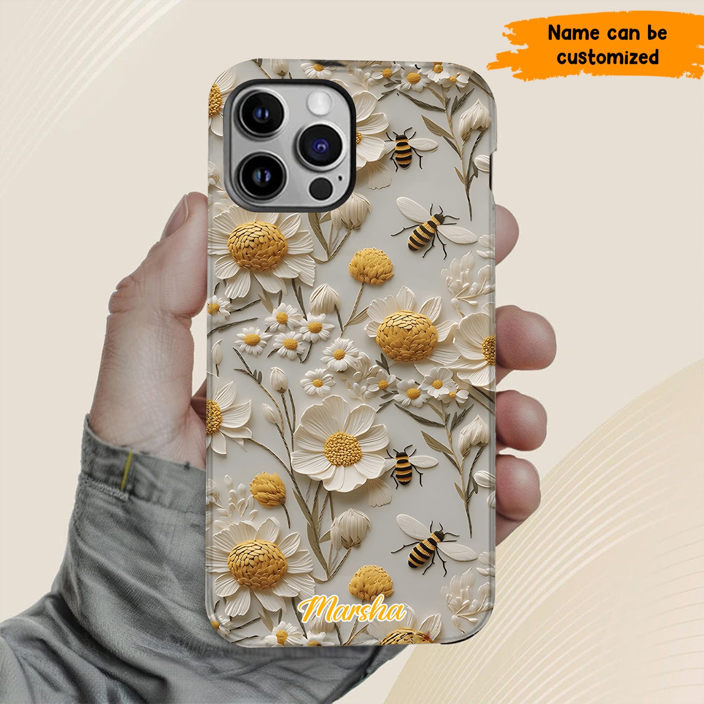 Bee Floral – Personalized Phone Case