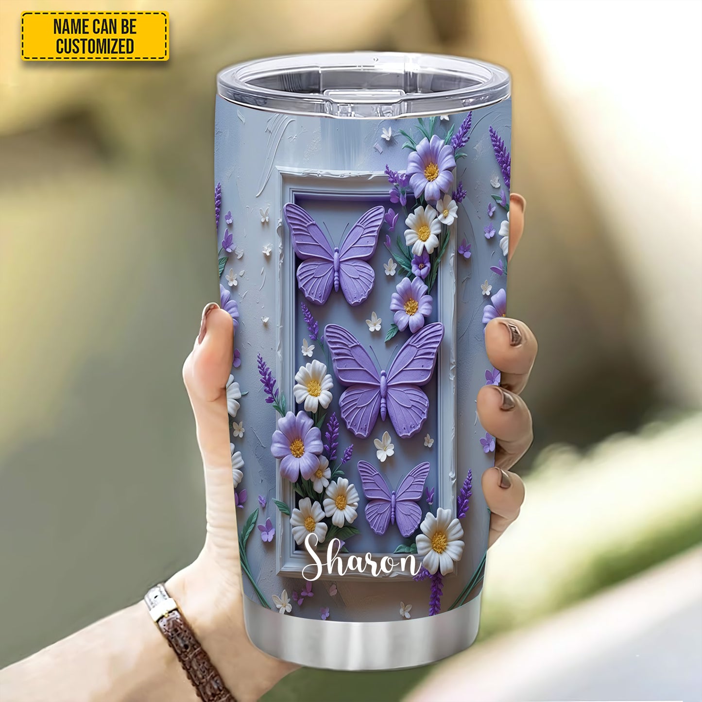 Personalized Butterfly Floral Tumbler