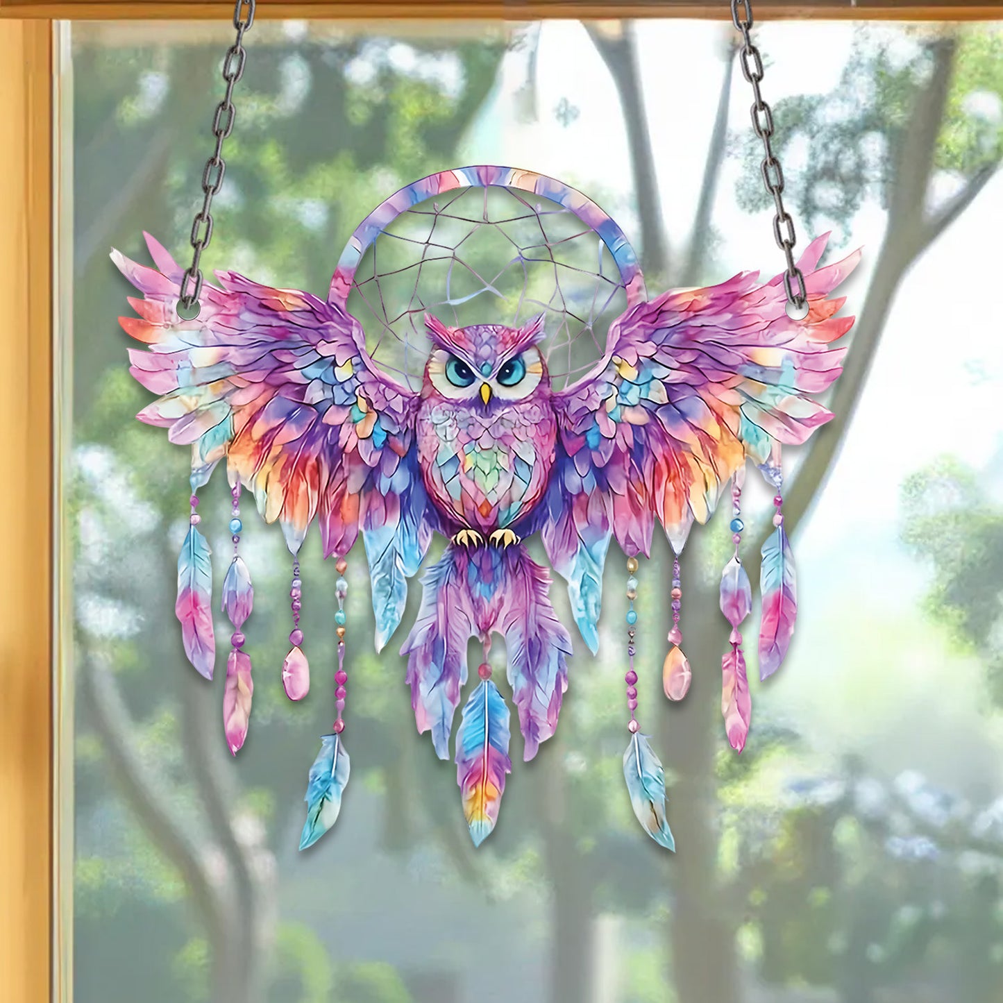 Bohemian Style Owl Acrylic Window Hanging
