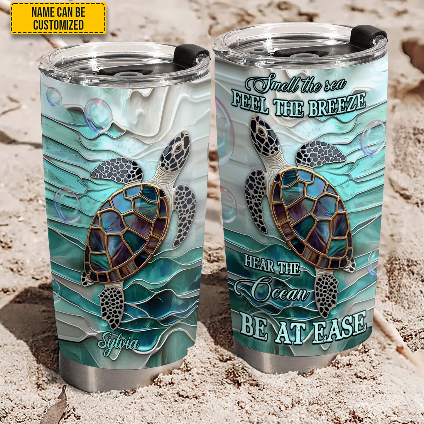 Smell The Sea - Personalized Turtle Tumbler
