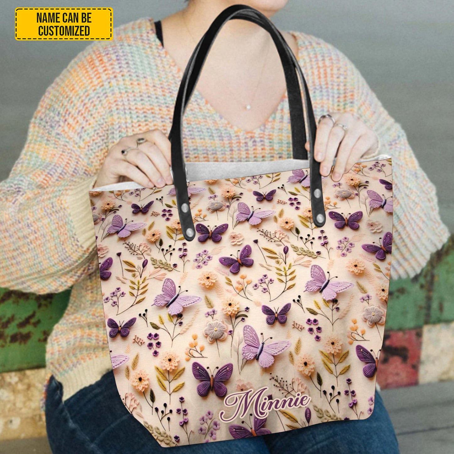 Floral Butterflies Tote Bag - Personalized Tote Bag