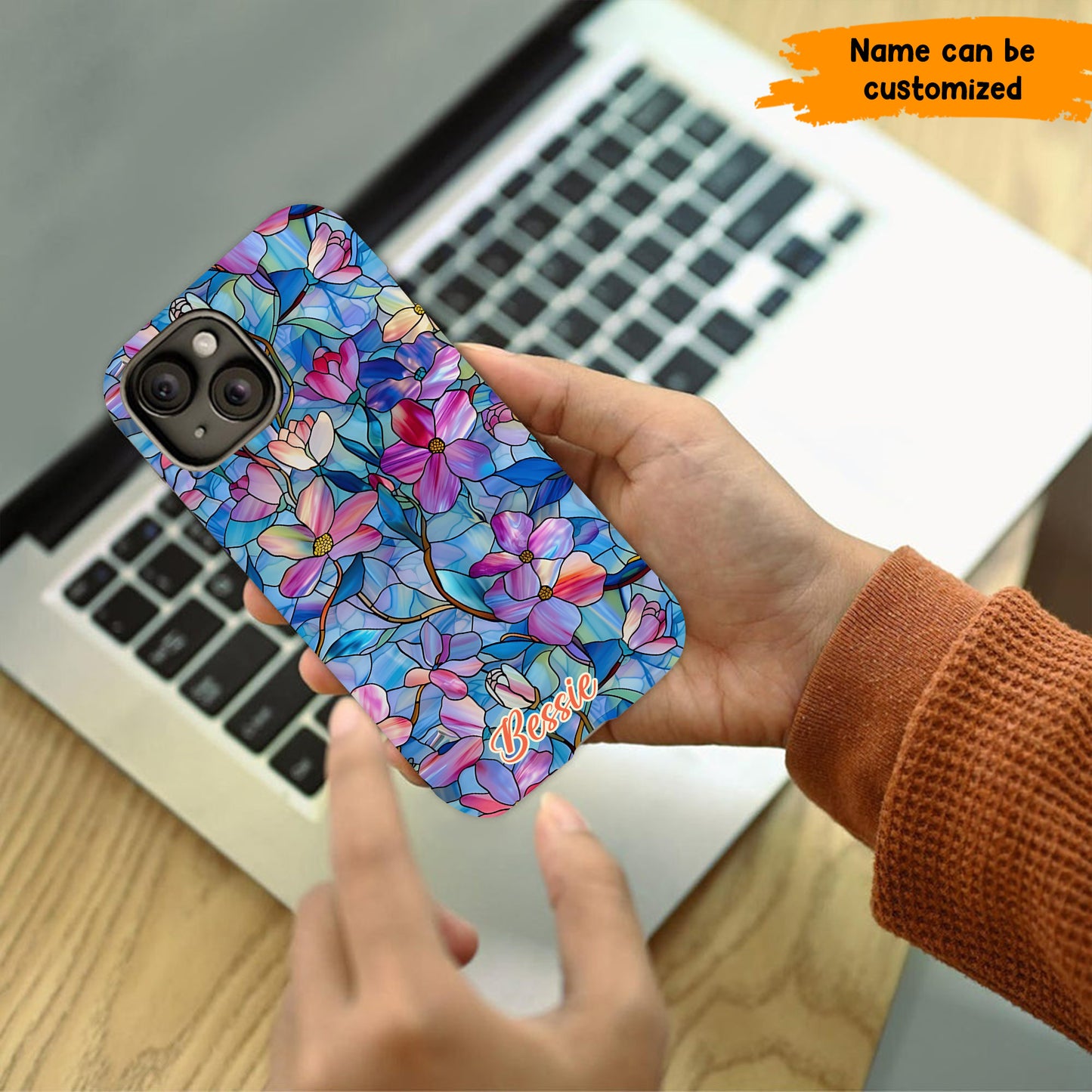 Personalized Stained Glass Floral Phone Case