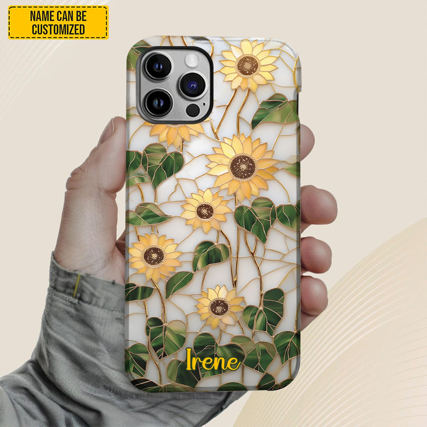 Sunflower Stained Glass - Personalized Phone Case