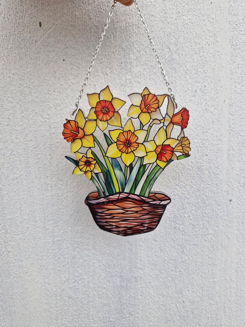 Daffodils Flowers Window Hanging