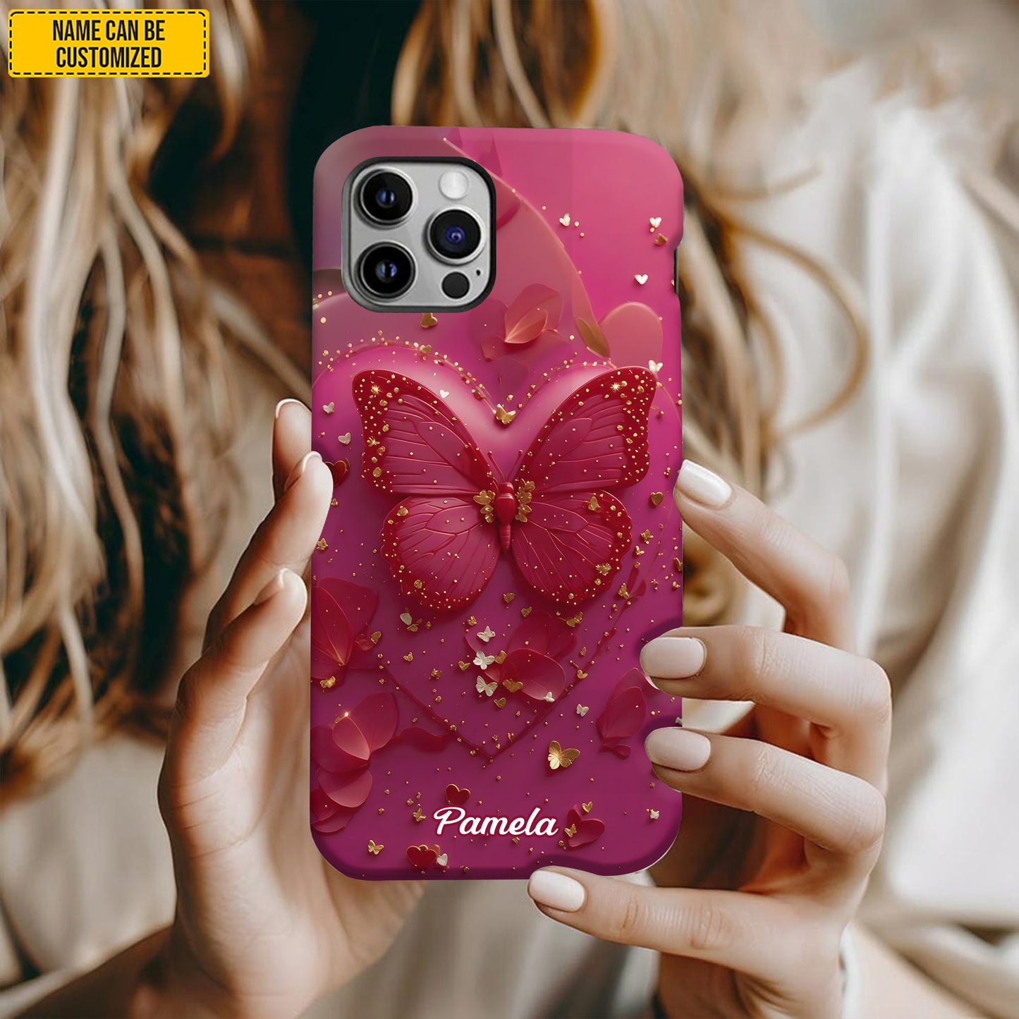 Personalized Pink Butterfly Phone Case