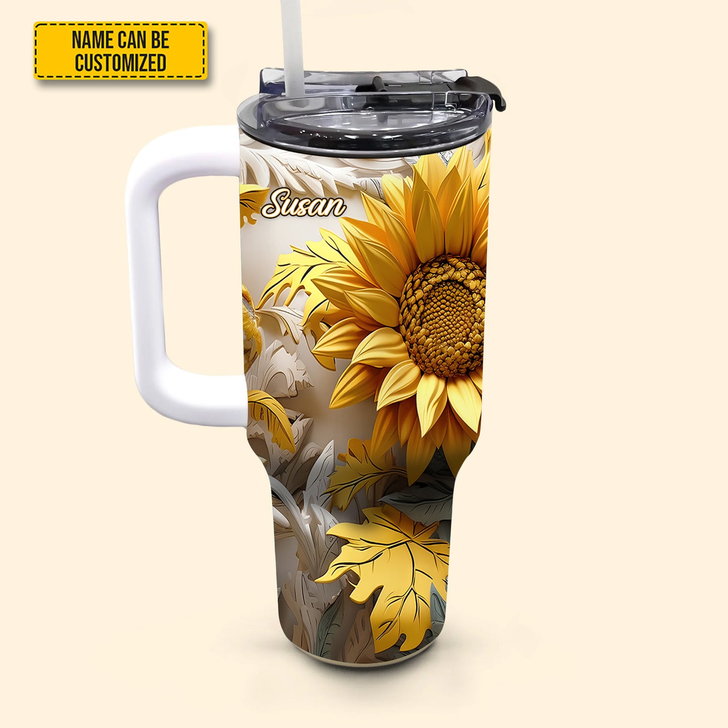 Beautiful Sunflower - Personalized Tumbler With Handle 40oz
