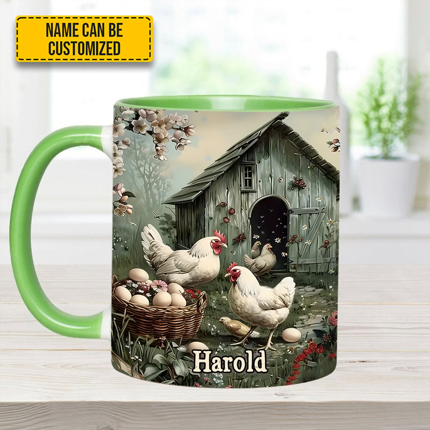 Farm Life – Personalized Chicken Accent Mug