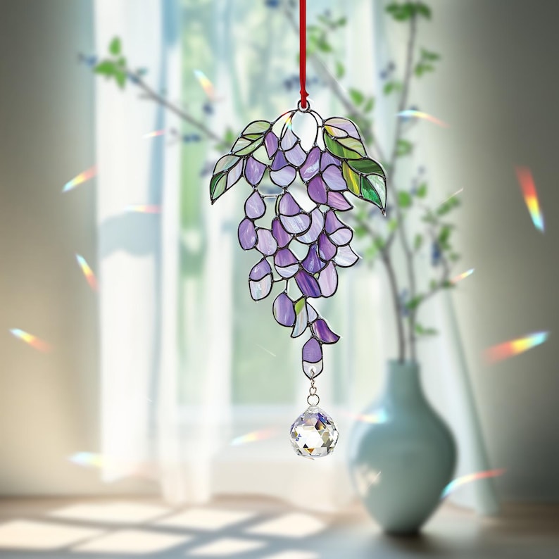 Purple Floral Hanging Crystal