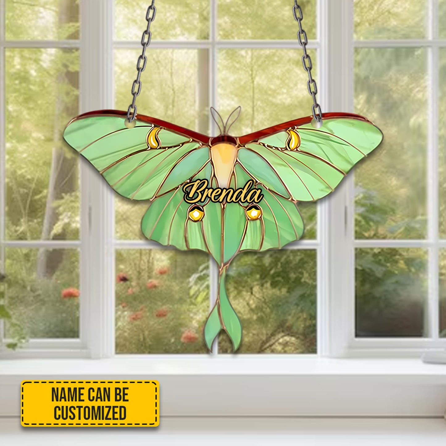 Personalized Luna Moth Acrylic Window Hanging