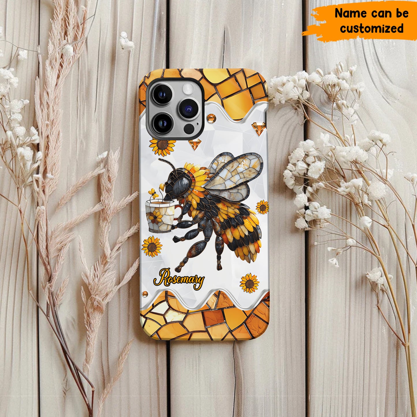 Personalized Stained Glass Bee Phone Case