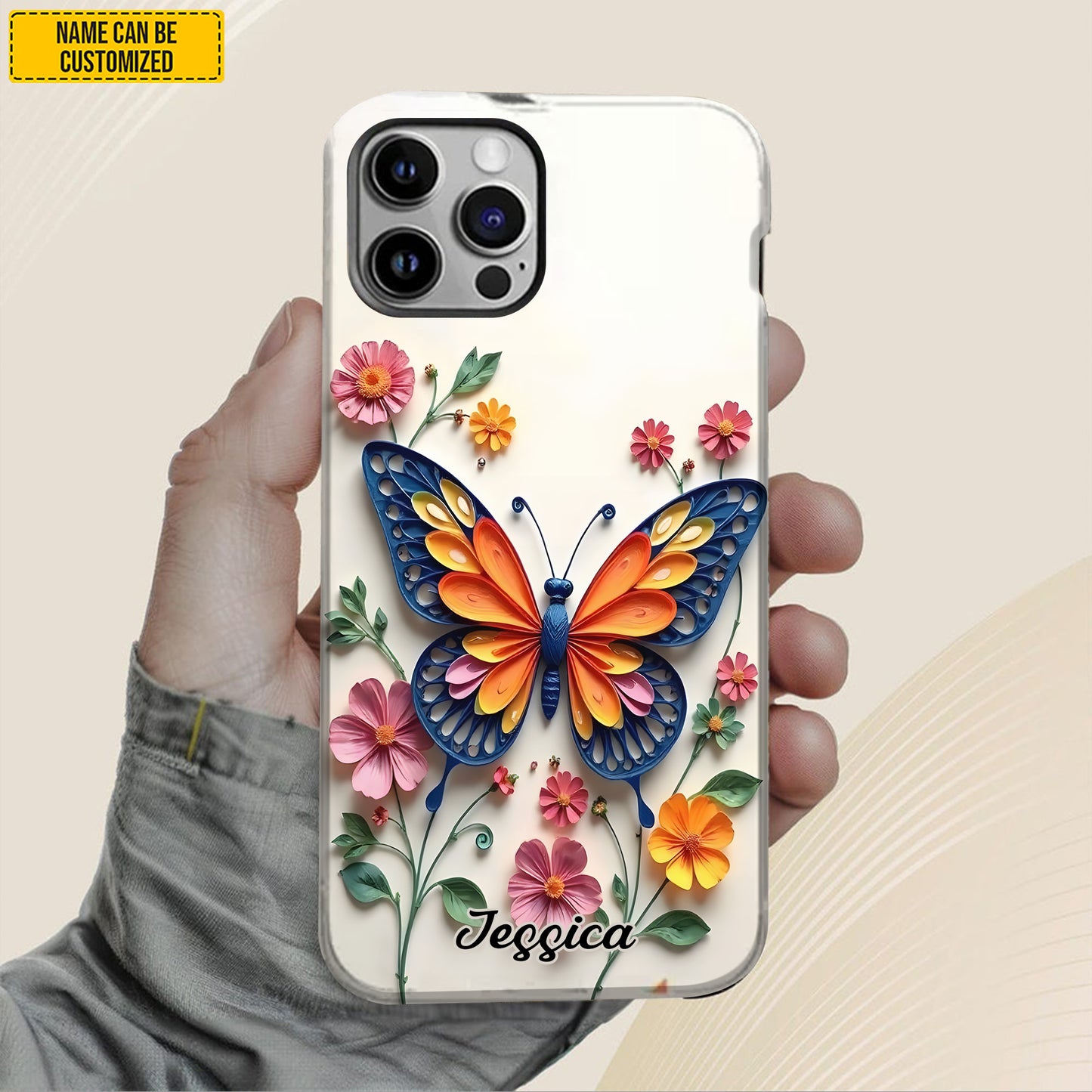 Personalized Butterfly & Floral Phone Case