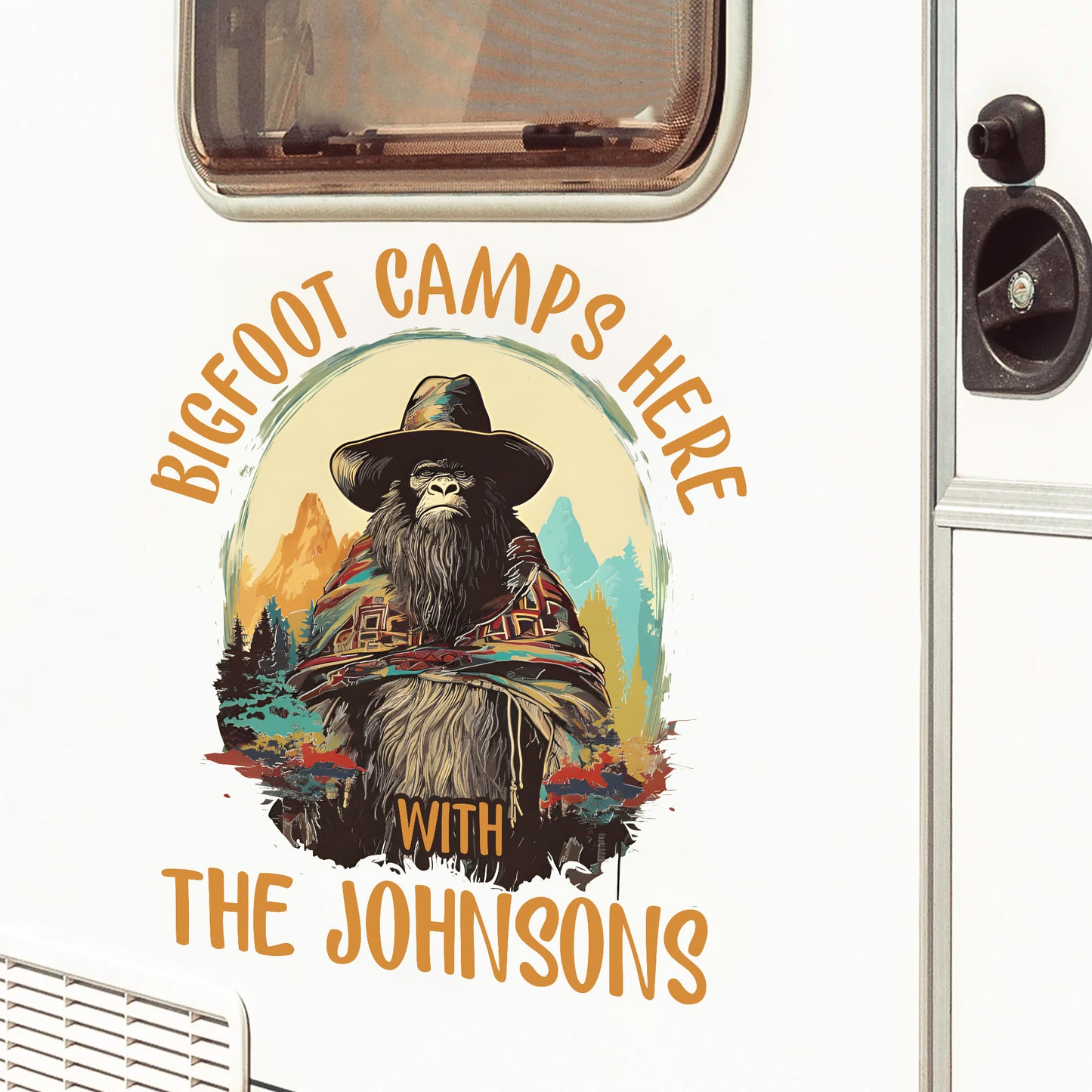 El Squatcho Bigfoot Camps Here - Personalized Family Name Decor Decal