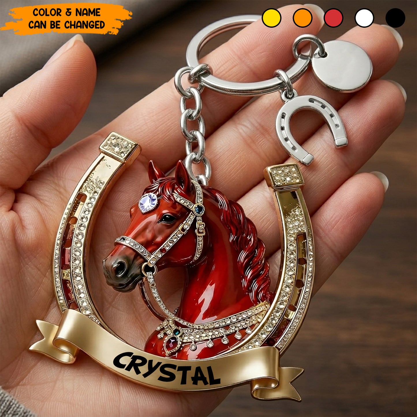 Personalized Sparkle Horse Keychain