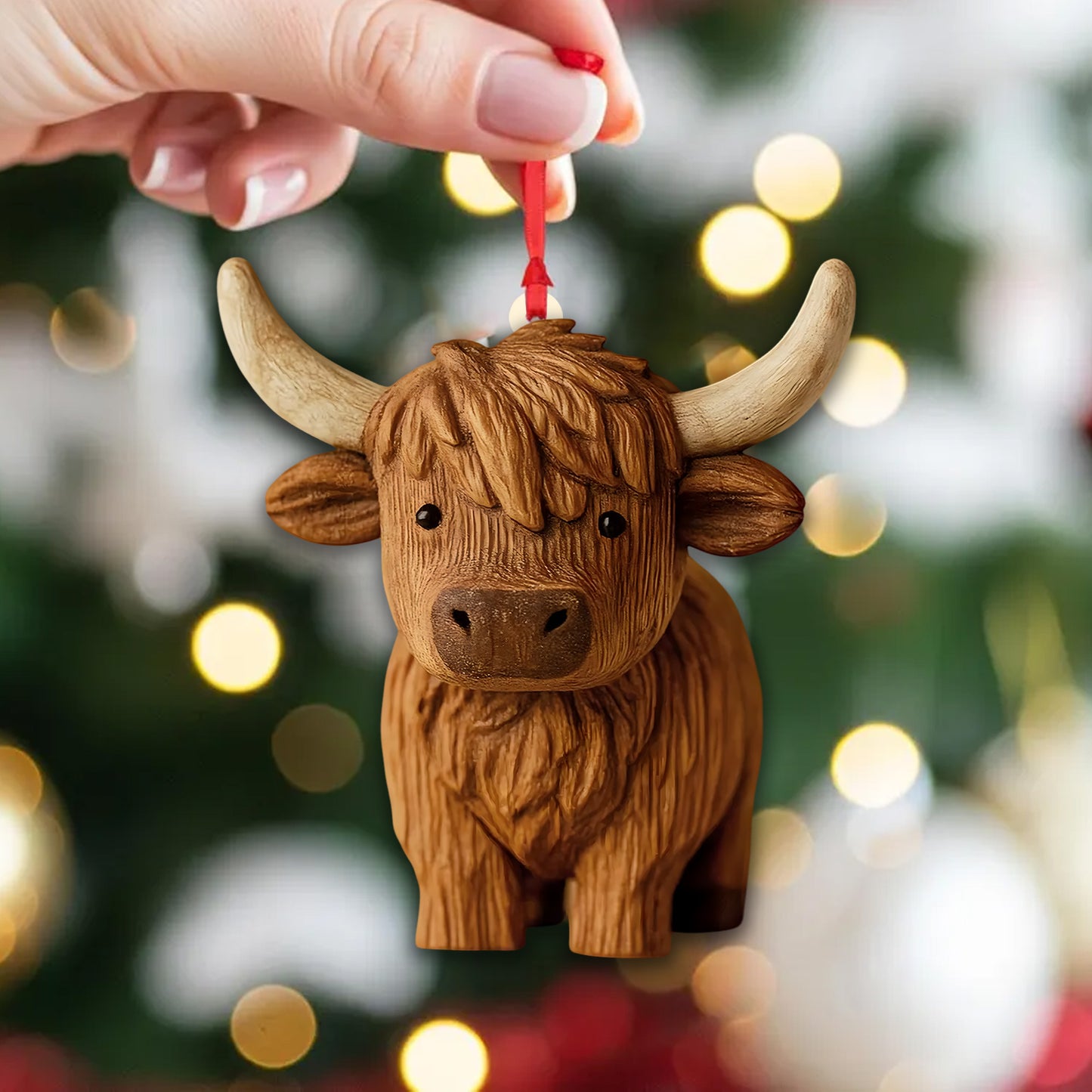 Cute Highland Cow Christmas Ornament