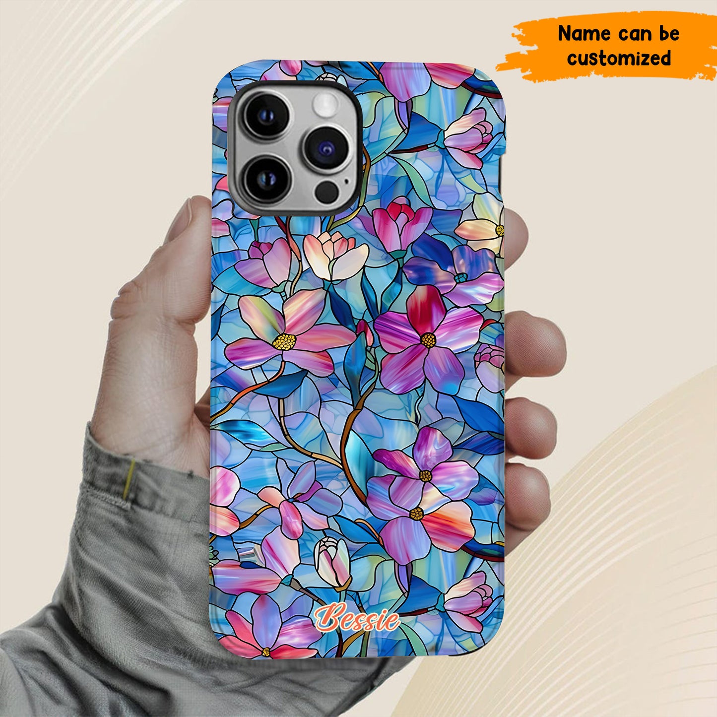 Personalized Stained Glass Floral Phone Case