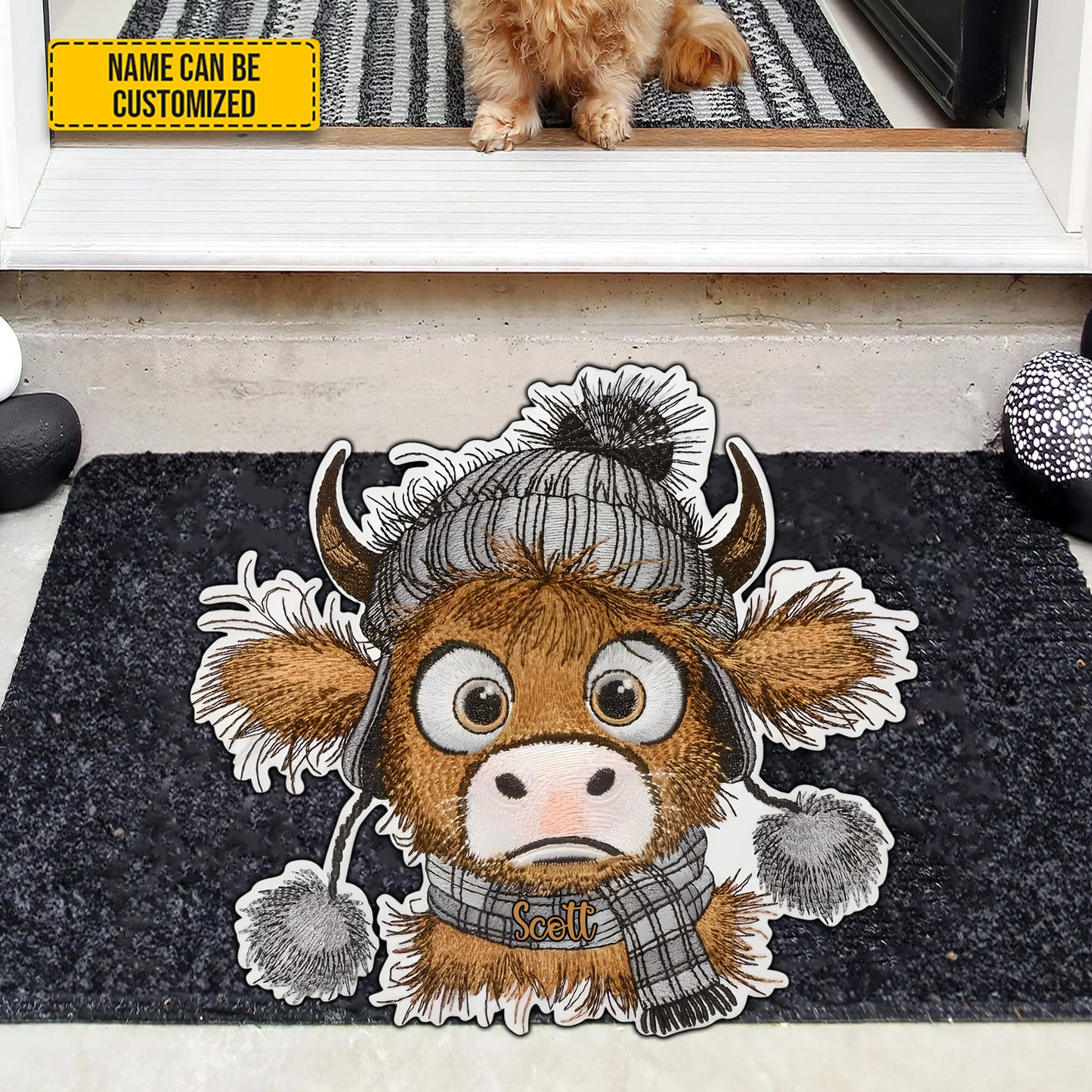 Funny Highland Cow - Personalized Cow Shaped Doormat
