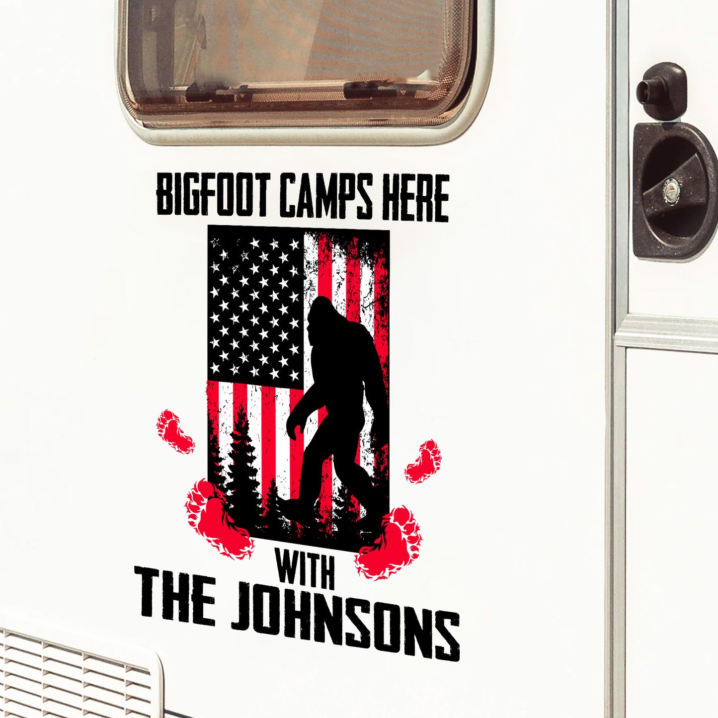 American Sasquatch Bigfoot - Personalized Family Name Decor Decal