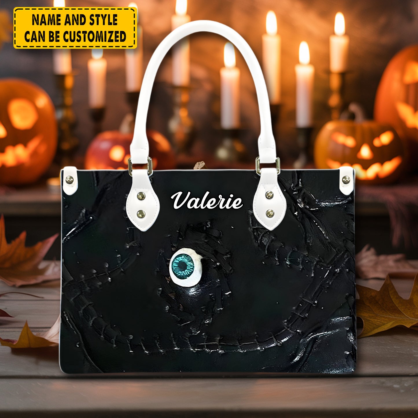 Halloween Book Of Spells Leather Handbag
