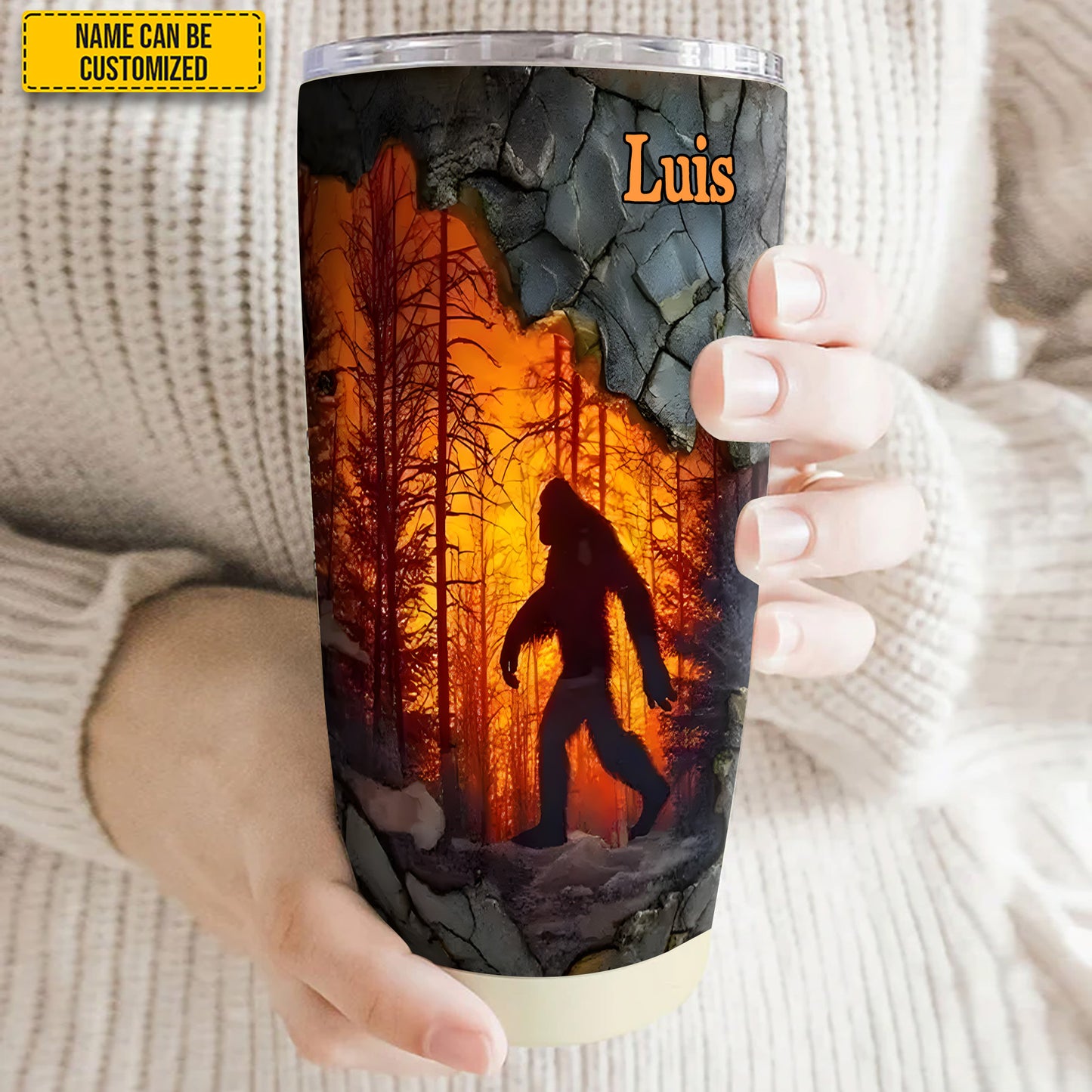 Bigfoot Forest Fire - Personalized Bigfoot Tumbler