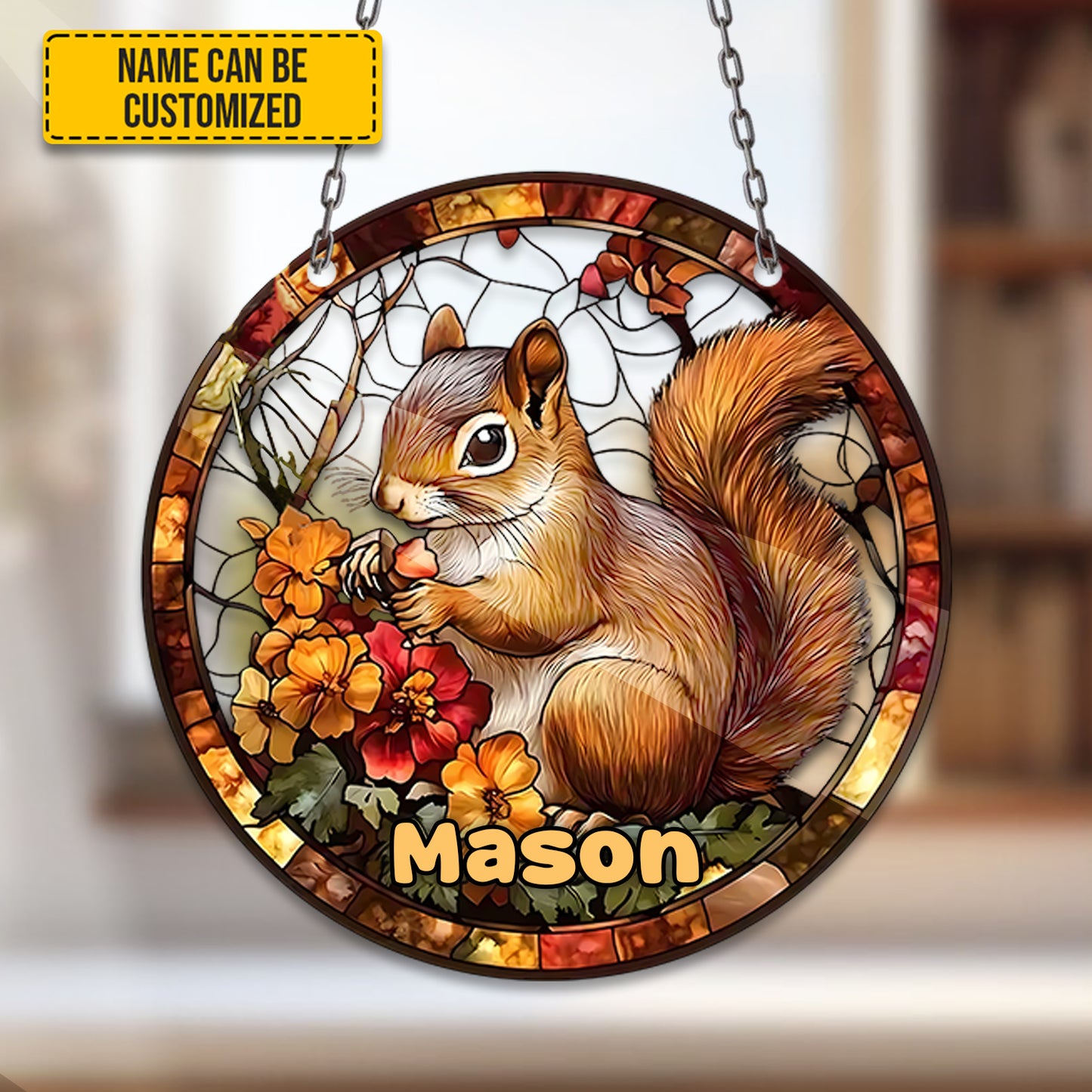Nature's Embrace – Personalized Squirrel Acrylic Window