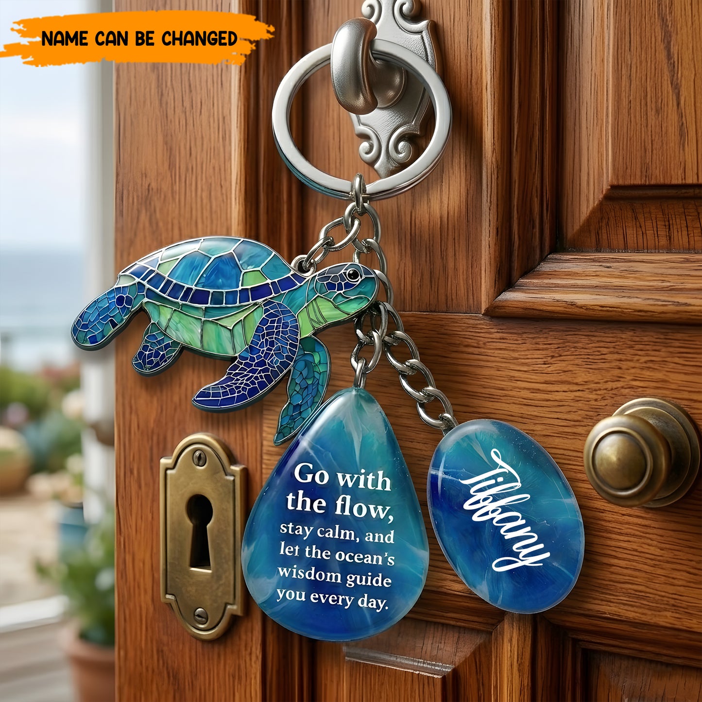 Go With The Flow - Personalized Turtle Keychain Gift Set