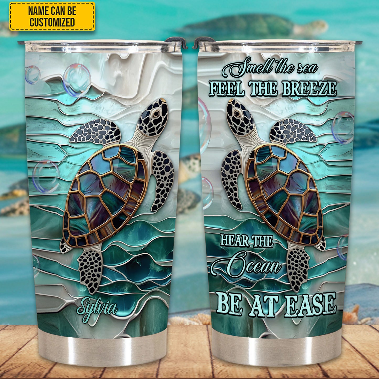 Smell The Sea - Personalized Turtle Tumbler