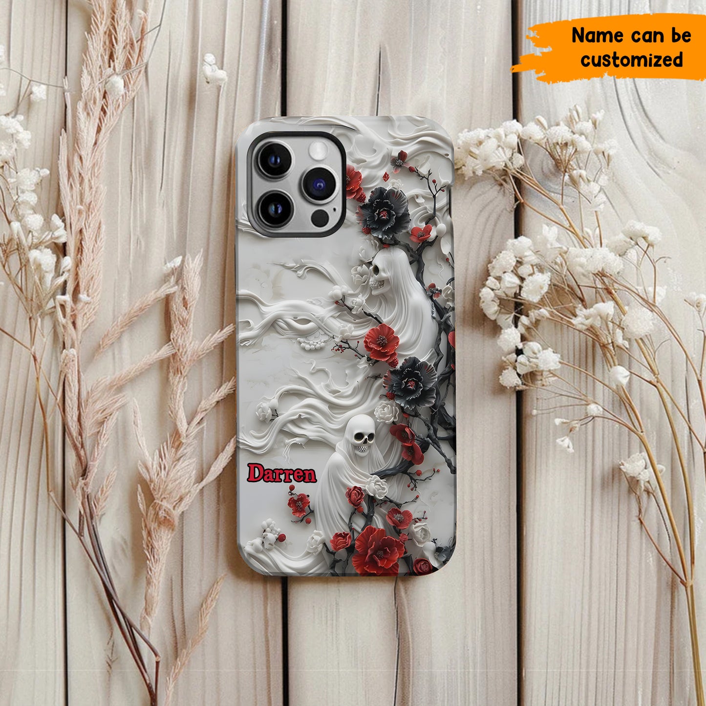 Personalized Floral Ghost Phone Case