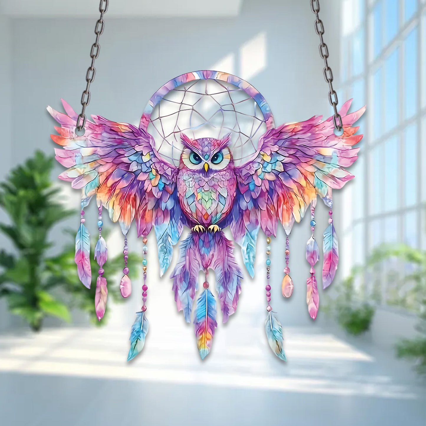 Bohemian Style Owl Acrylic Window Hanging