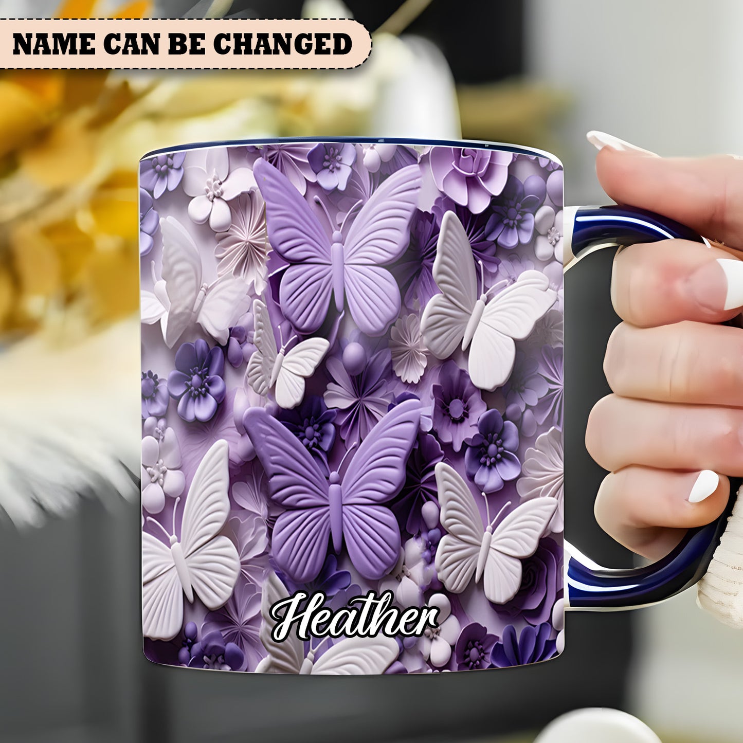 Purple Butterfly - Personalized Accent Mug