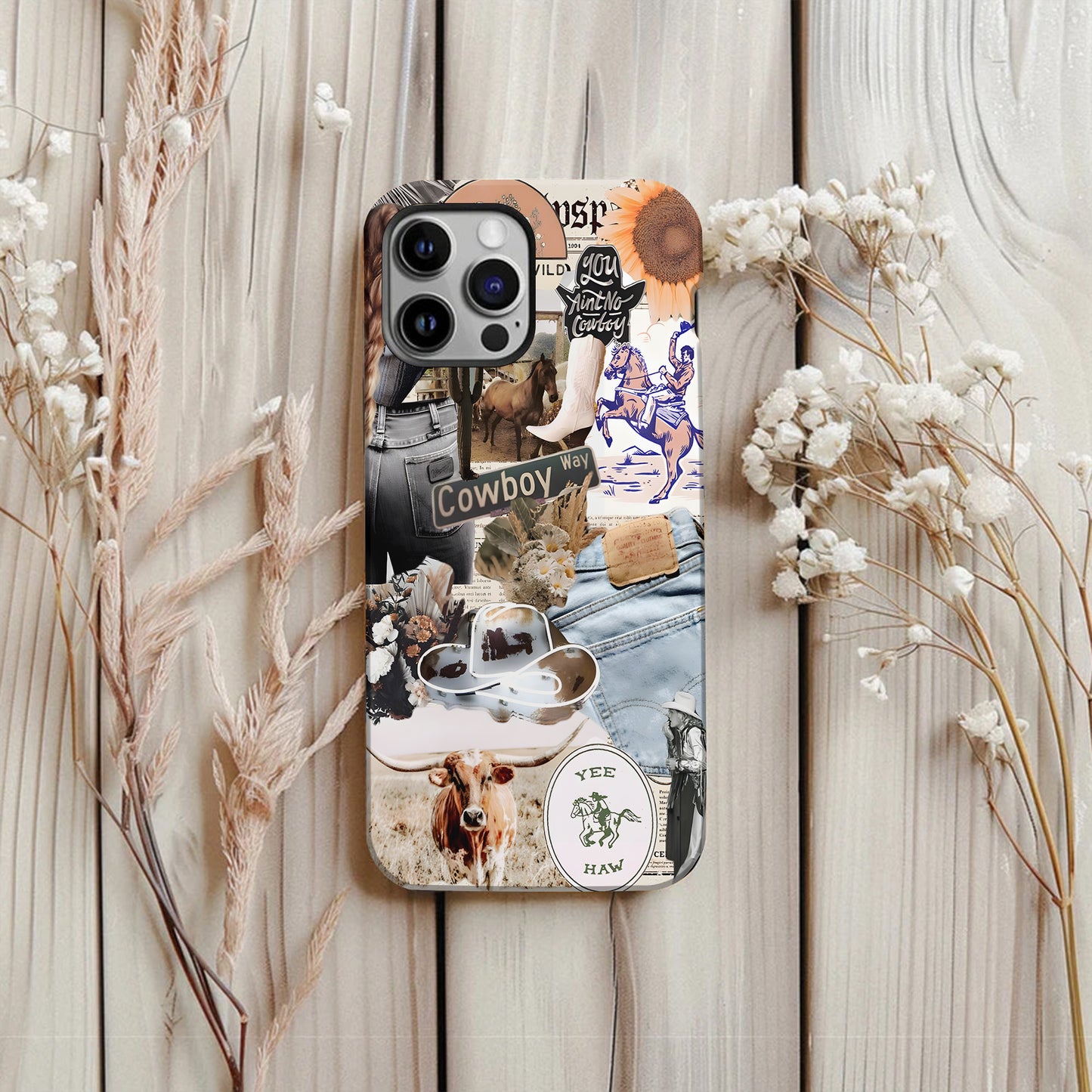 Cowboy Way Collage – Western Rodeo Vibes Phone Case