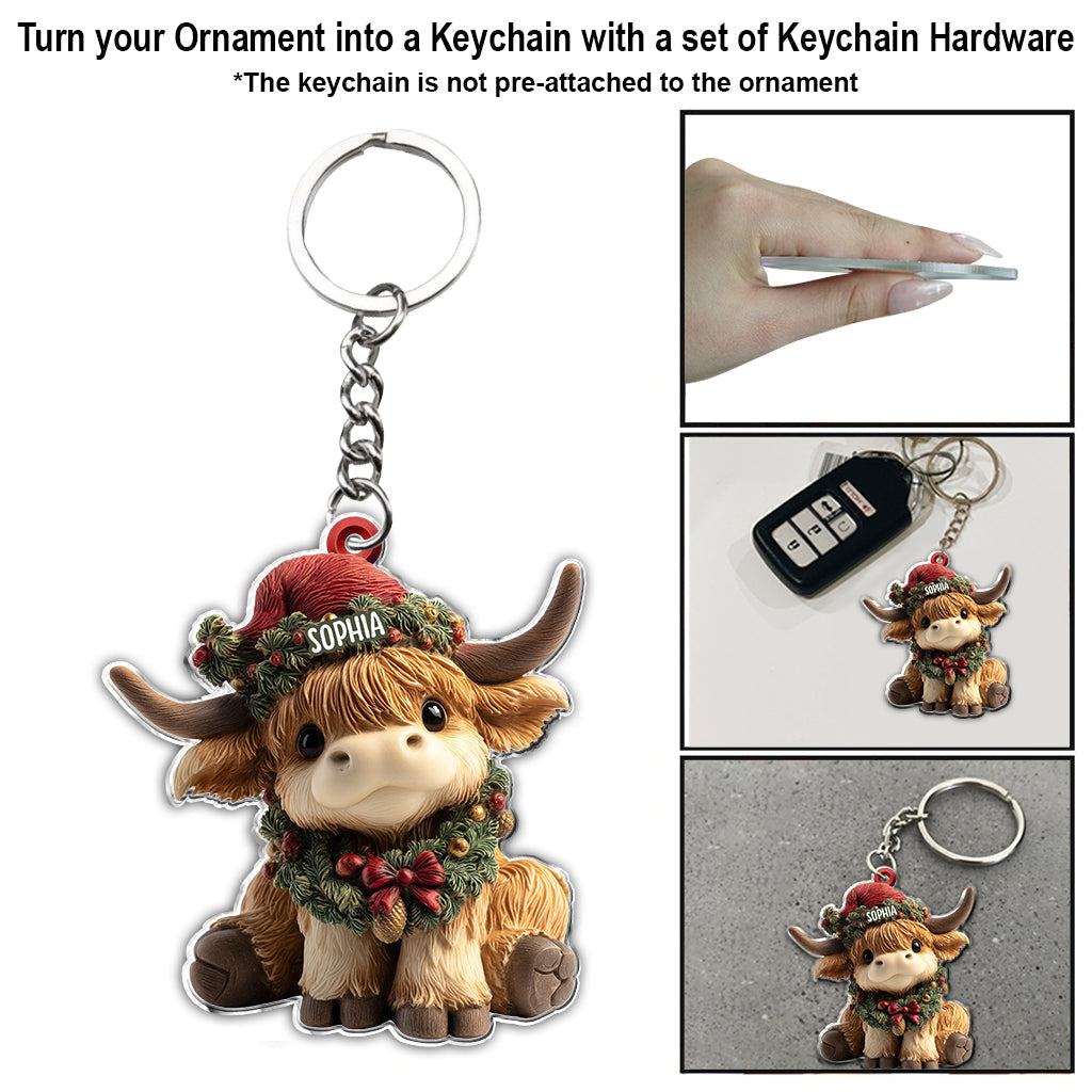 Personalized Cute Highland Cow Acrylic Ornament
