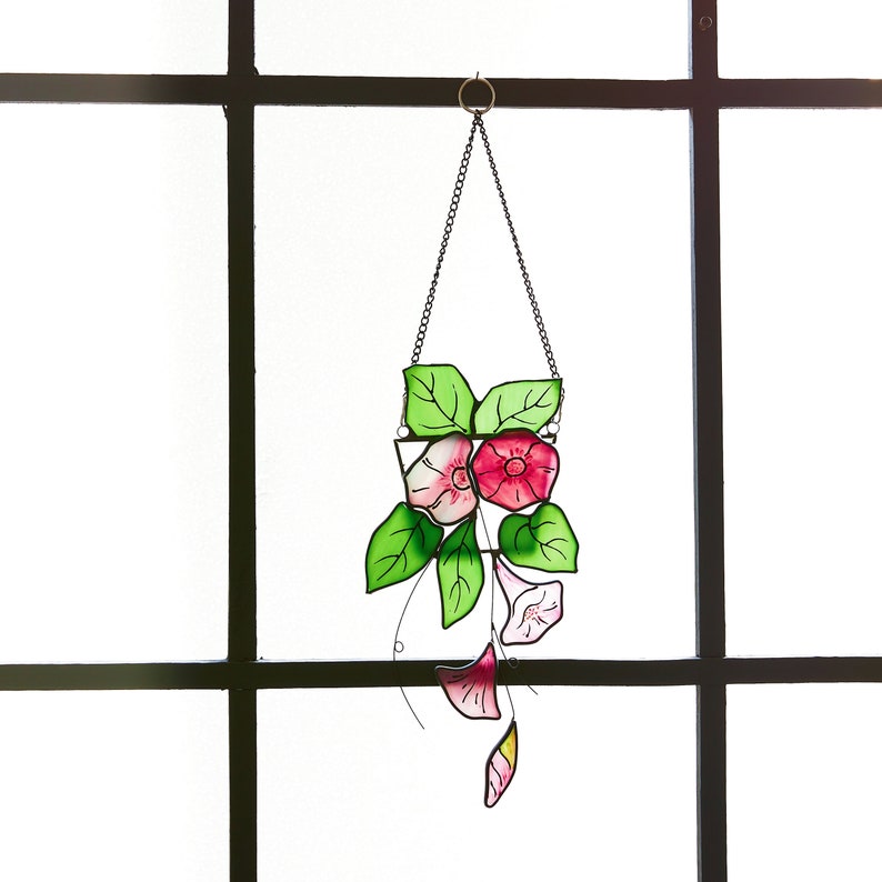 Pink Morning Glory Flower Window Hanging Acrylic