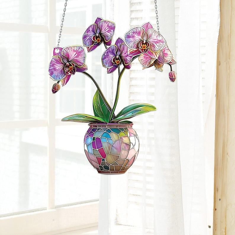Orchid Flower Window Hanging Acrylic