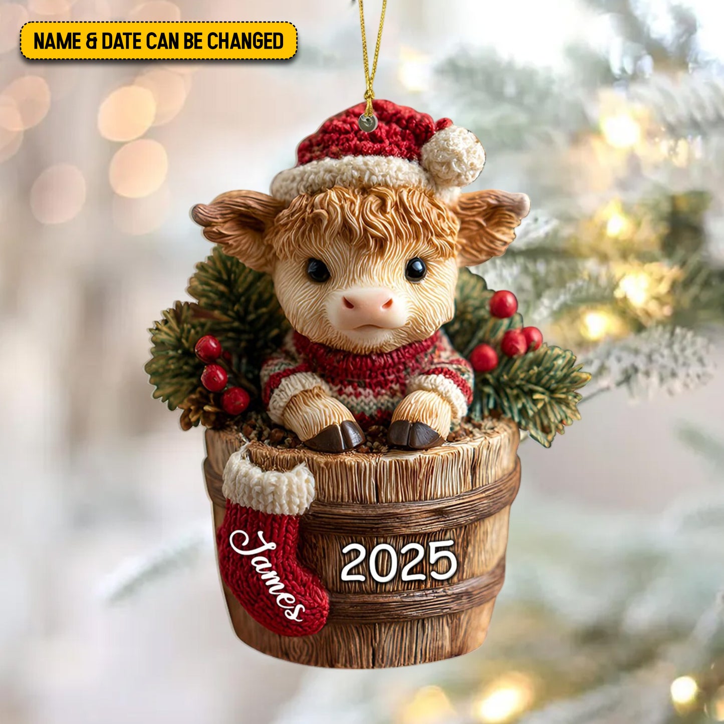 Cute Highland Cow - Personalized Highland Cow Ornament