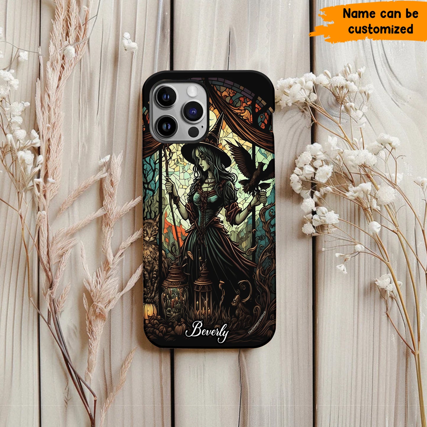 Witch stained glass phone case, Personalized Phone Case