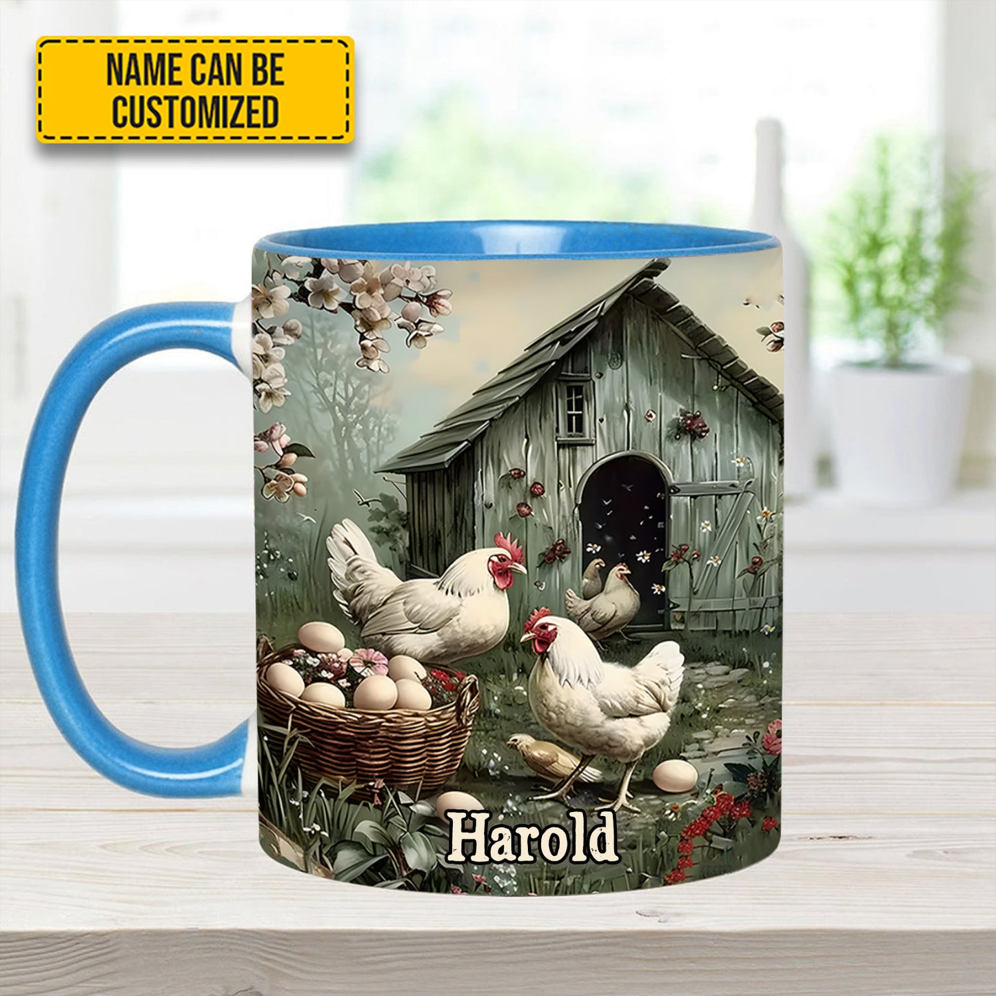 Farm Life – Personalized Chicken Accent Mug