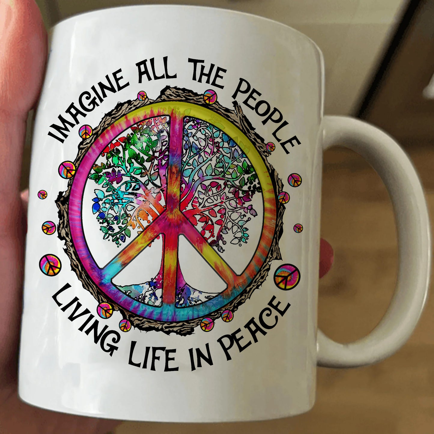 Imagine All The People - Hippie White Mug