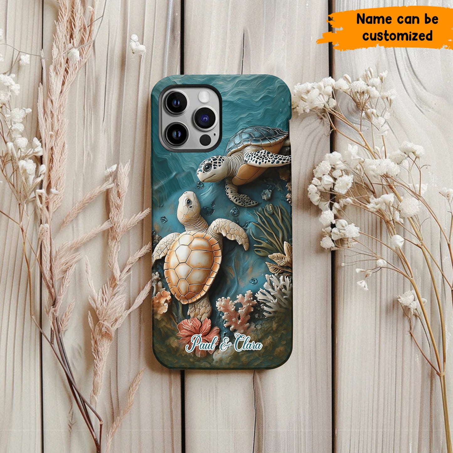 Personalized Couple Turtles Love Phone Case