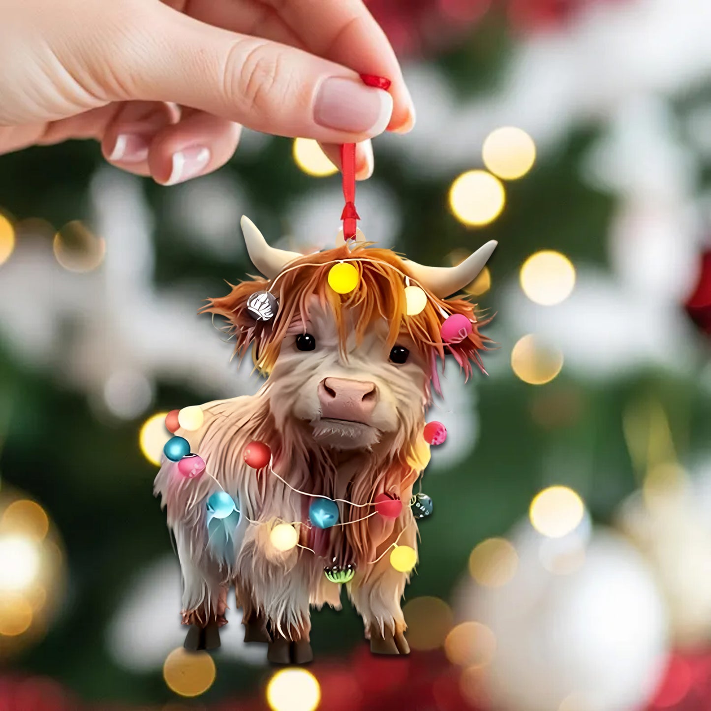 Colorful Highland Cow Ornament