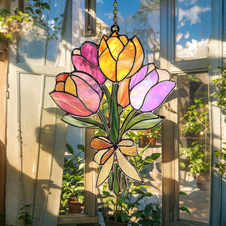 Tulip Flower Acrylic Acrylic Window Hanging