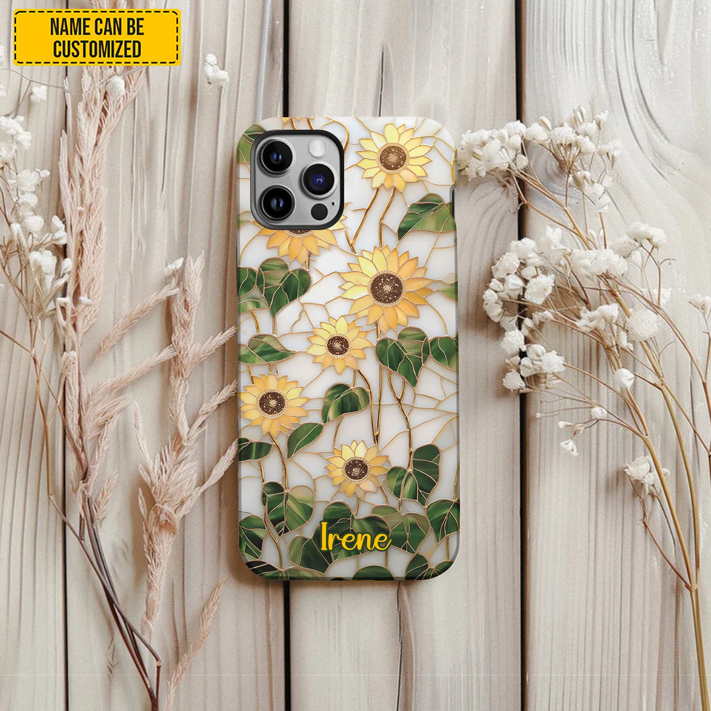 Sunflower Stained Glass - Personalized Phone Case