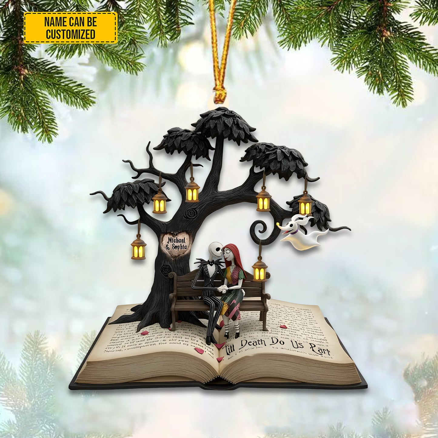 Skull In Love - Personalized Couple Acrylic Ornament