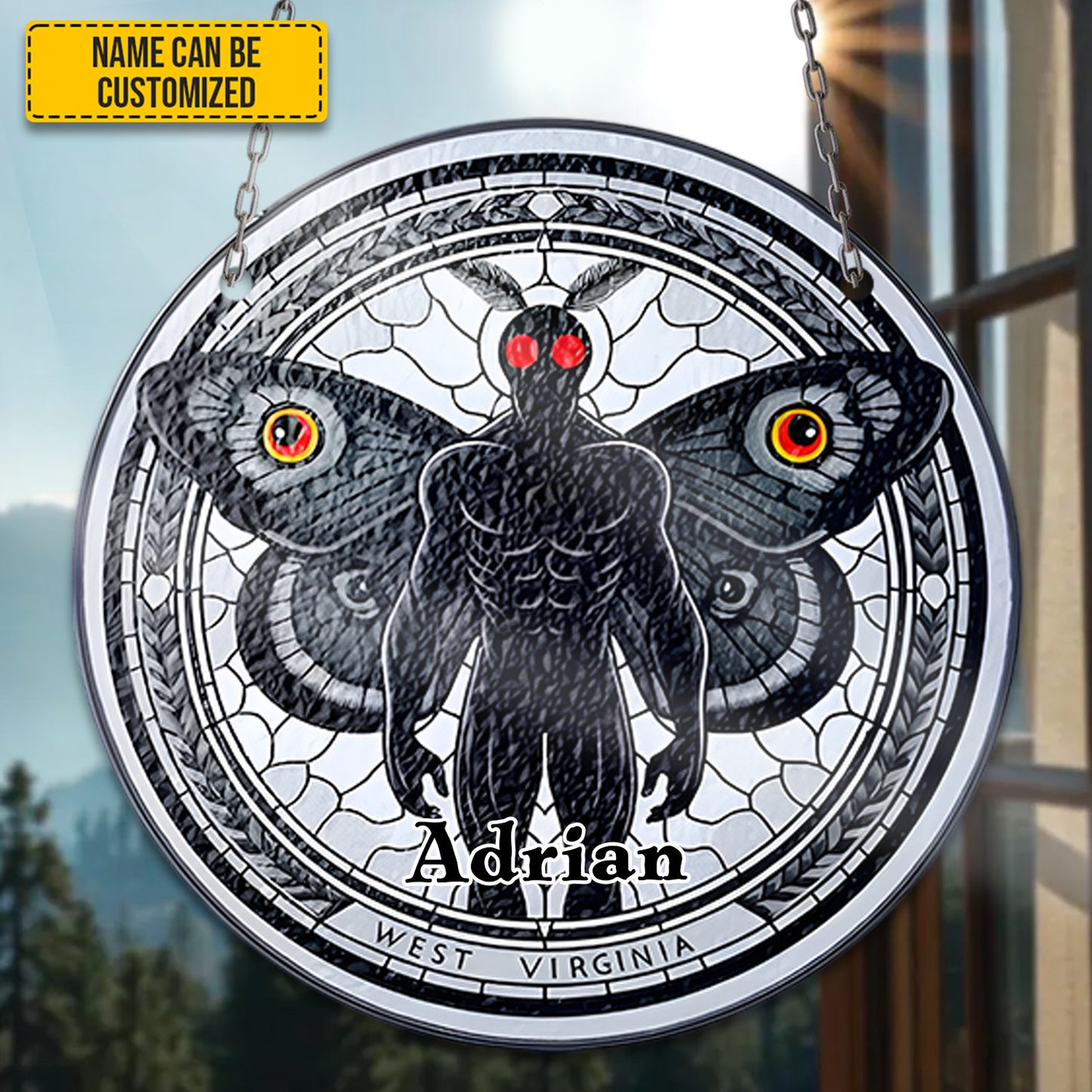 Mothman Personalized Stained Glass Suncatcher