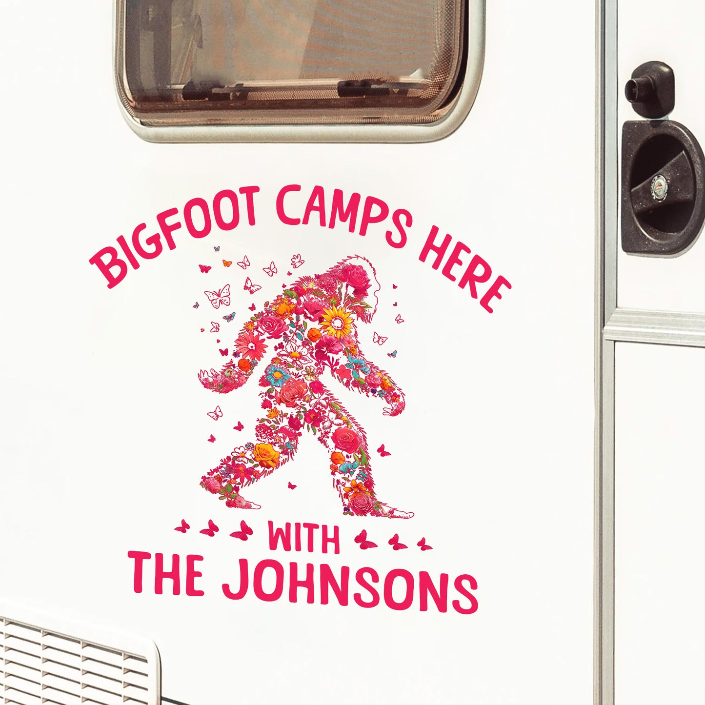 Bigfoot Camps Here - Personalized Bigfoot Decal