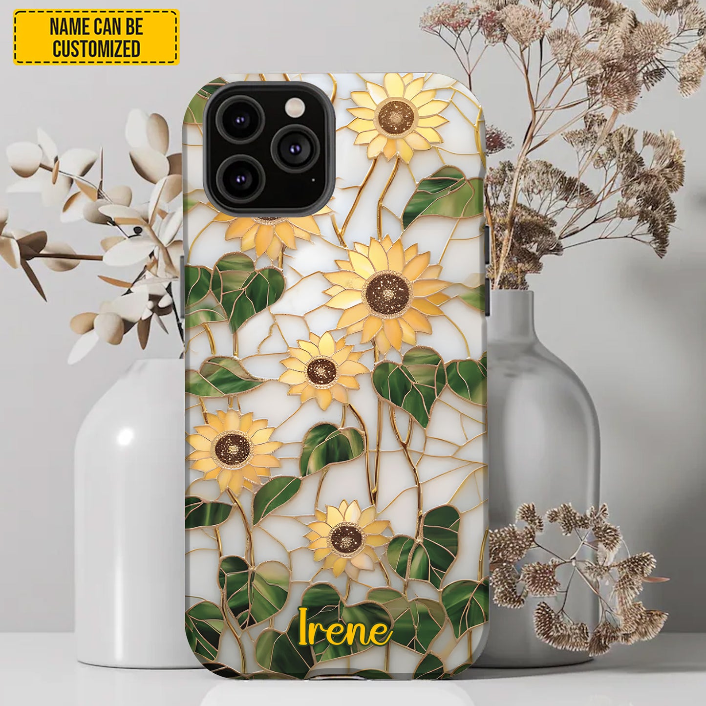 Sunflower Stained Glass - Personalized Phone Case