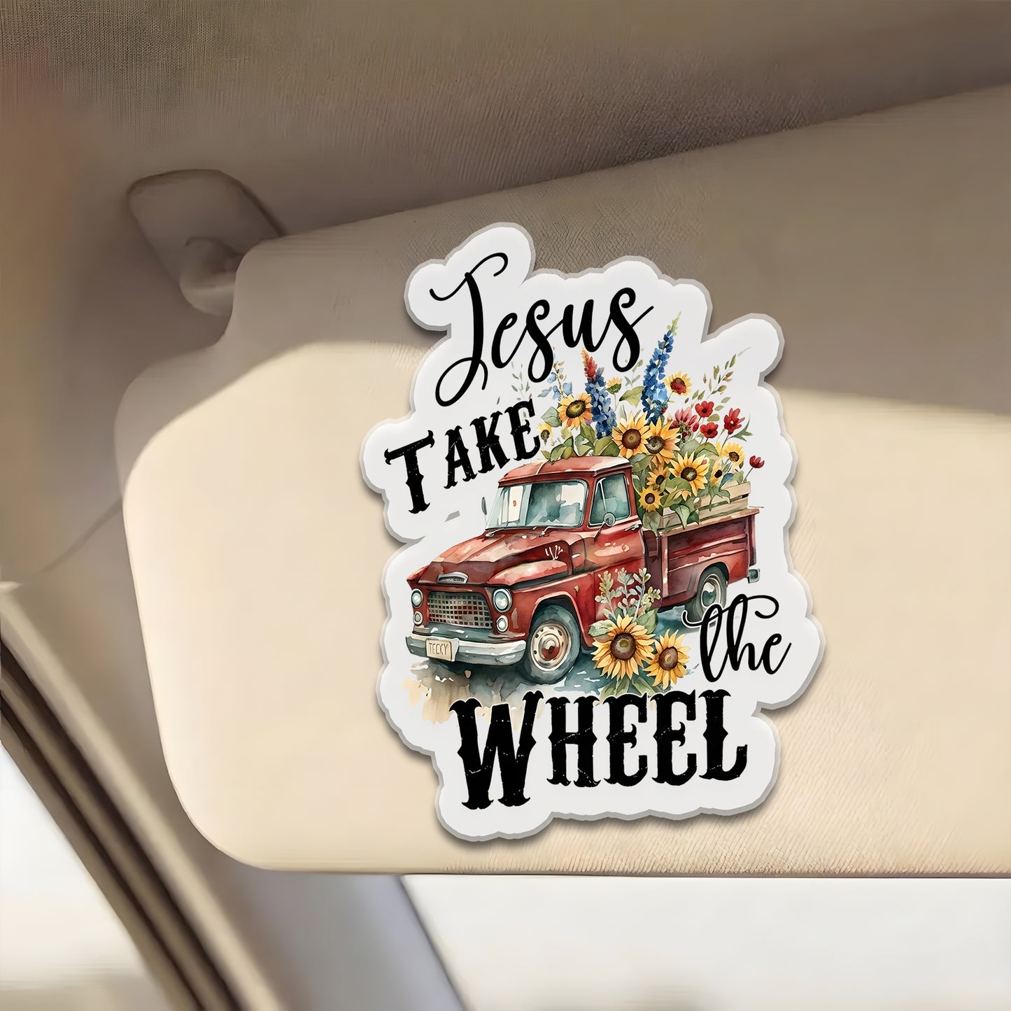 Jesus Take The Wheel Custom Shaped Car Visor Clip
