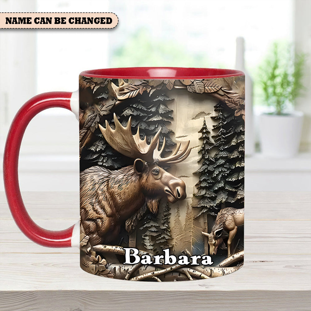 Vintage Moose Wreath Personalized Accent Mug – Rustic Gift for Mother’s Day & Nature Lovers