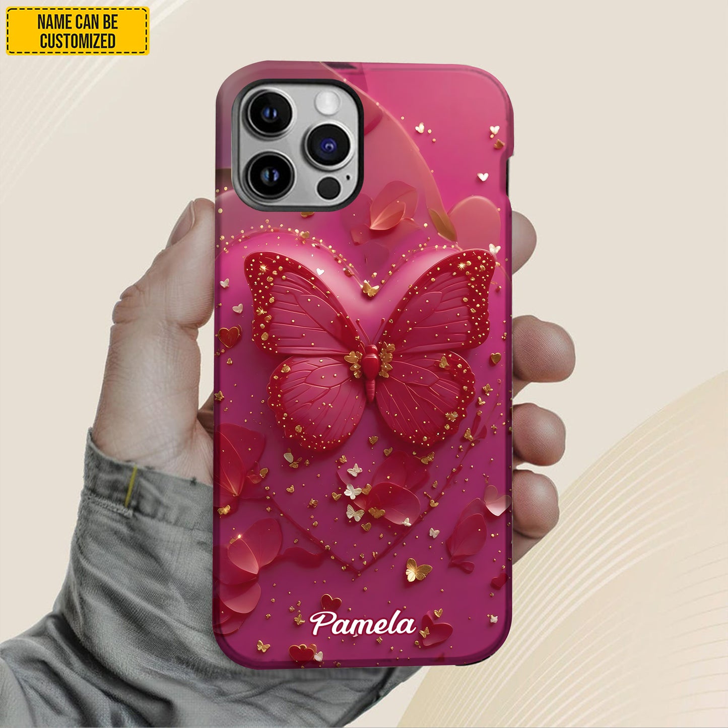 Personalized Pink Butterfly Phone Case