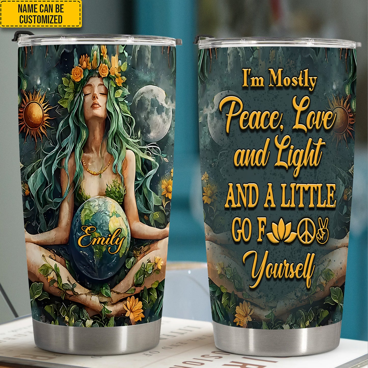 Personalized Yoga Hippie Mindfulles Tumbler